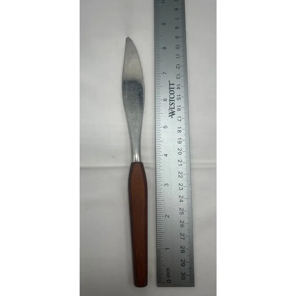 Vtg Mode Danish Steak Knife Teak Wood Handle Stainless Sheffield England MCM
